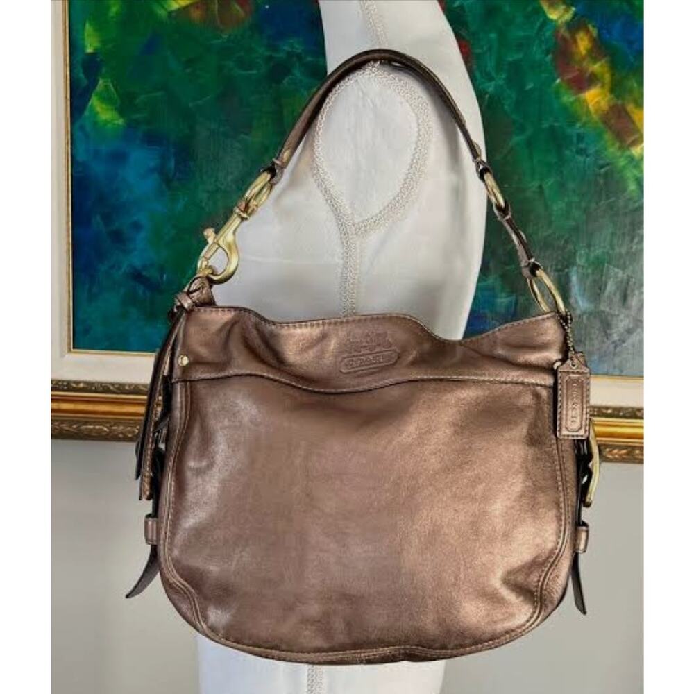 COACH ZOE BRONZE LEATHER GOLD LARGE HOBO SHOULDER BAG VINTAGE # 12664 Y2K